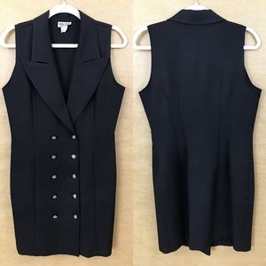 VTG New Star Tuxedo button up Black Dress 8/10